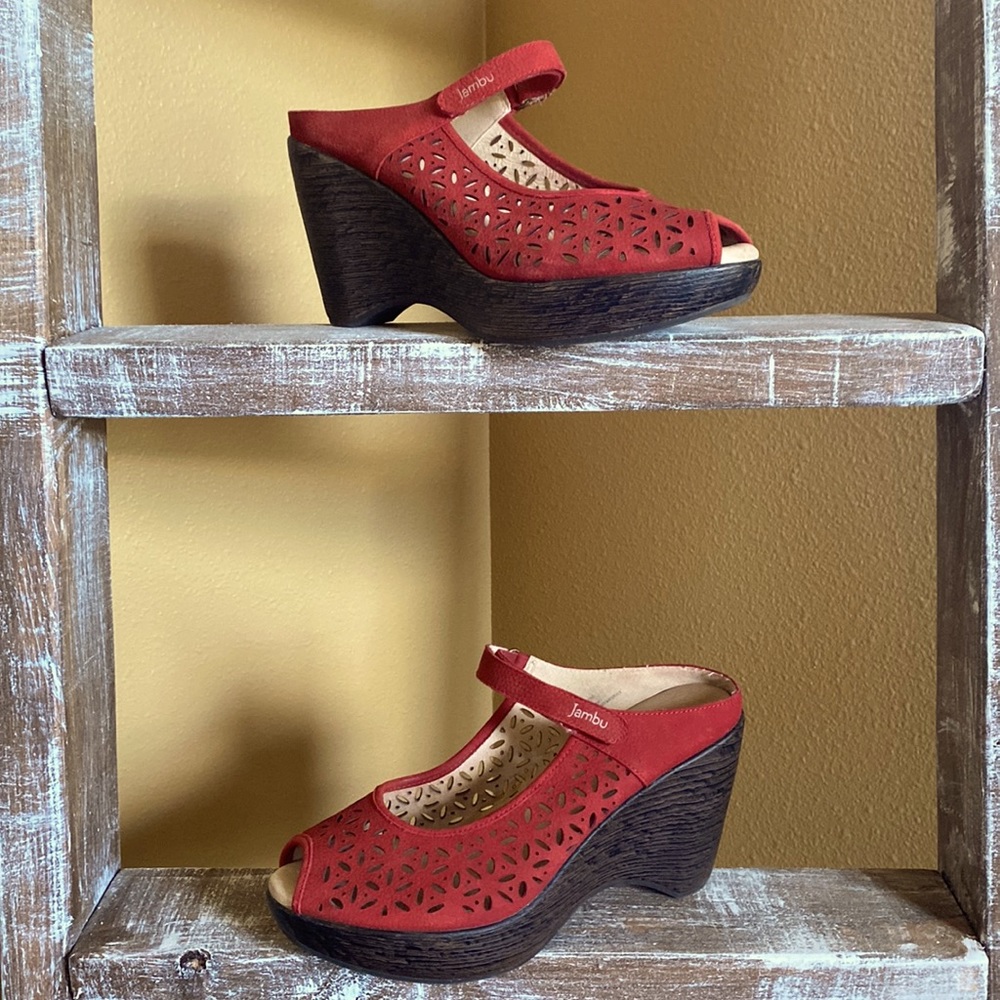 Jambu Journey Too peep-toe wedge pump